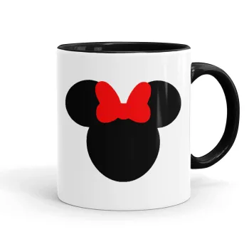 Minnie head, Κούπα χρωματιστή μαύρη, κεραμική, 330ml