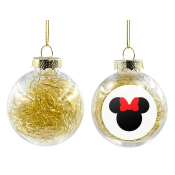 Minnie head, Transparent Christmas tree ball ornament with gold filling 8cm