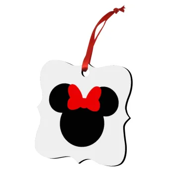 Minnie head, Christmas ornament polygon wooden 7.5cm