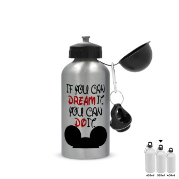 If you can dream it, you can do it, Metallic water jug, Silver, aluminum 500ml
