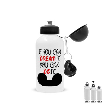 If you can dream it, you can do it, Metal water bottle, White, aluminum 500ml