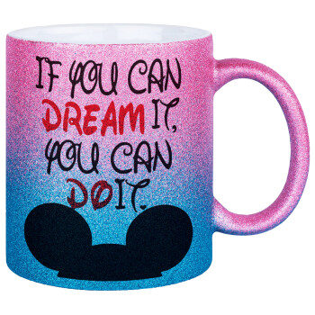 If you can dream it, you can do it, Κούπα Χρυσή/Μπλε Glitter, κεραμική, 330ml