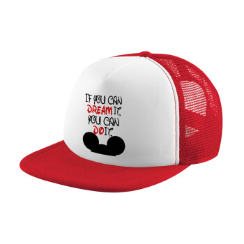 If you can dream it, you can do it, Καπέλο Soft Trucker με Δίχτυ Red/White 