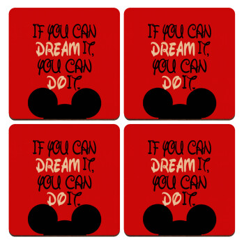 If you can dream it, you can do it, ΣΕΤ x4 Σουβέρ ξύλινα τετράγωνα plywood (9cm)