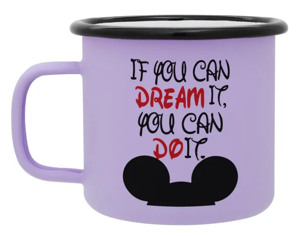 If you can dream it — Metal enamel mug, matte light pastel purple, 360ml