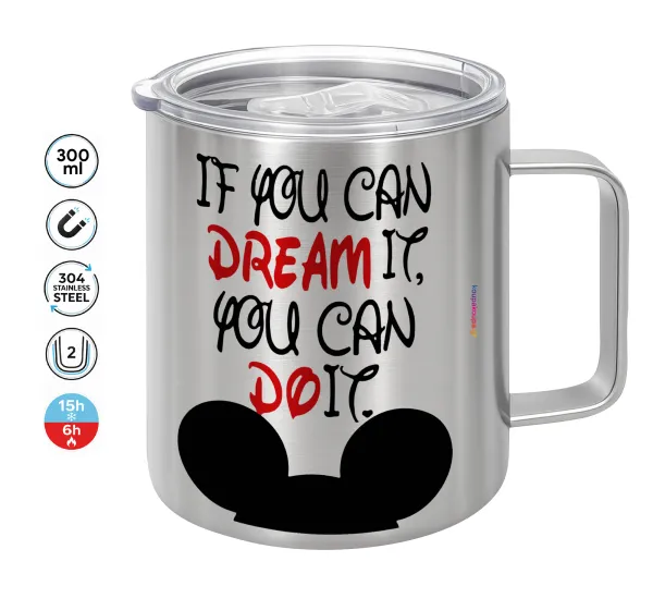 If you can dream it — Double-walled stainless steel mug 300ml with temperature-retaining lid