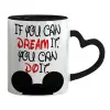 Mug heart black handle, ceramic, 330ml