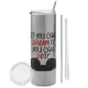 Tumbler stainless steel Silver 600ml, with metal straw & cleaning brush