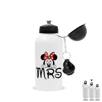 Minnie Mrs, Metal water bottle, White, aluminum 500ml