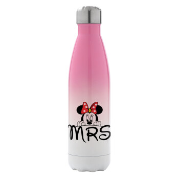 Minnie Mrs, Μεταλλικό παγούρι θερμός Ροζ/Λευκό (Stainless steel), διπλού τοιχώματος, 500ml