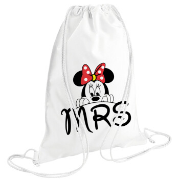 Minnie Mrs, Τσάντα πλάτης πουγκί GYMBAG λευκή (28x40cm)