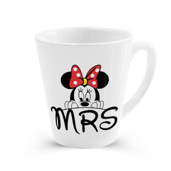 Minnie Mrs, Κούπα κωνική Latte Λευκή, κεραμική, 300ml