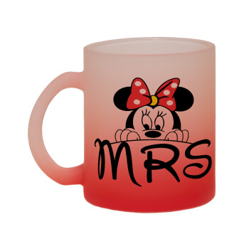 Minnie Mrs, Κούπα γυάλινη δίχρωμη με βάση το κόκκινο ματ, 330ml