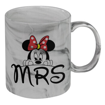 Minnie Mrs, Mug ceramic marble style, 330ml