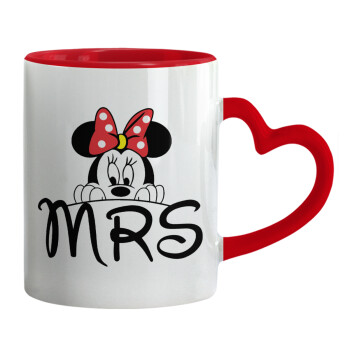 Minnie Mrs, Κούπα καρδιά χερούλι κόκκινη, κεραμική, 330ml