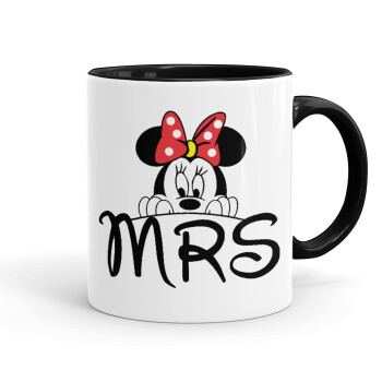 Minnie Mrs, Κούπα χρωματιστή μαύρη, κεραμική, 330ml