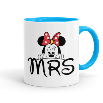 Minnie Mrs, Κούπα χρωματιστή γαλάζια, κεραμική, 330ml