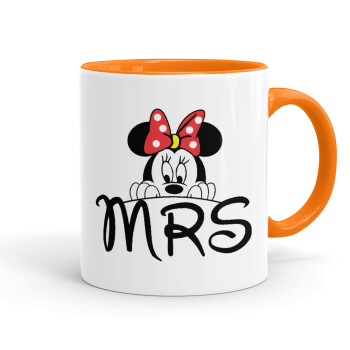 Minnie Mrs, Κούπα χρωματιστή πορτοκαλί, κεραμική, 330ml