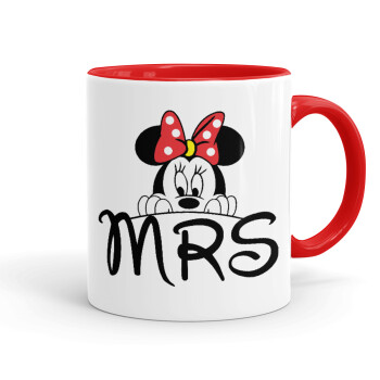Minnie Mrs, Κούπα χρωματιστή κόκκινη, κεραμική, 330ml