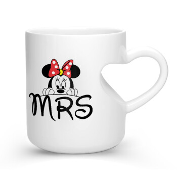 Minnie Mrs, Κούπα καρδιά λευκή, κεραμική, 330ml