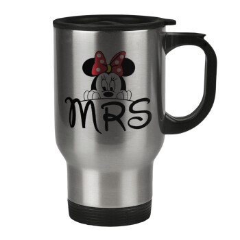 Minnie Mrs, Stainless steel travel mug with lid, double wall 450ml