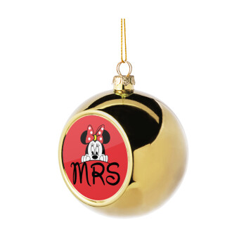 Minnie Mrs, Golden Christmas tree ball ornament 8cm