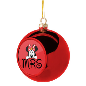 Minnie Mrs, Χριστουγεννιάτικη μπάλα δένδρου Κόκκινη 8cm
