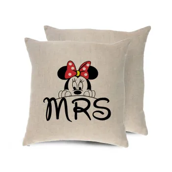 Minnie Mrs, Μαξιλάρι καναπέ ΛΙΝΟ 40x40cm περιέχεται το  γέμισμα