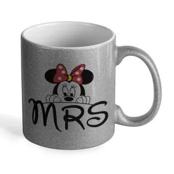 Minnie Mrs, Κούπα Ασημένια Glitter που γυαλίζει, κεραμική, 330ml