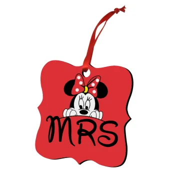 Minnie Mrs, Christmas ornament polygon wooden 7.5cm