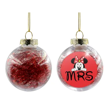 Minnie Mrs, Transparent Christmas tree ball ornament with red filling 8cm