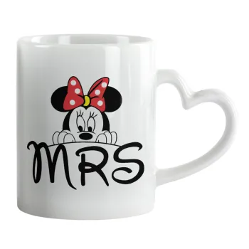 Minnie Mrs, Mug heart handle, ceramic, 330ml