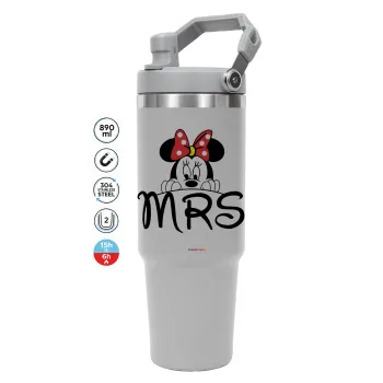 Minnie Mrs, GREY color, 890ml (30oz) stainless Steel Tumbler with Handle
