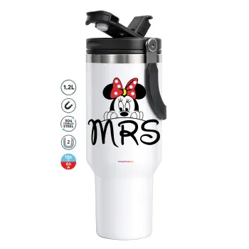 Minnie Mrs, Mega Stainless steel Tumbler with lid, double wall 1,2L