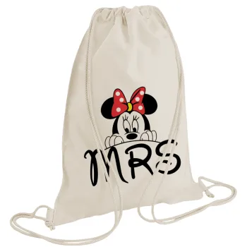 Minnie Mrs, Τσάντα πλάτης πουγκί GYMBAG natural (28x40cm)