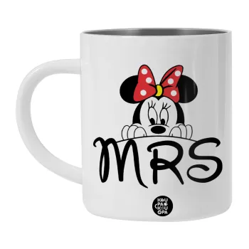 Minnie Mrs, BIG Mug Stainless steel double wall (450ml, White)