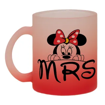 Minnie Mrs, Κούπα γυάλινη δίχρωμη με βάση το κόκκινο ματ, 330ml