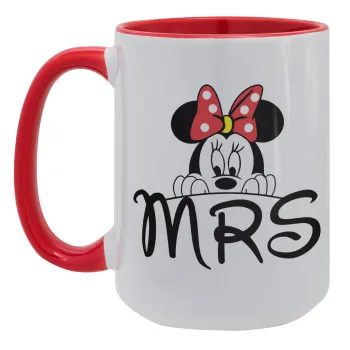 Minnie Mrs, Κούπα Mega 15oz, κεραμική Κόκκινη, 450ml