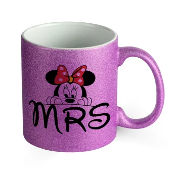 Minnie Mrs, Κούπα Μωβ Glitter που γυαλίζει, κεραμική, 330ml