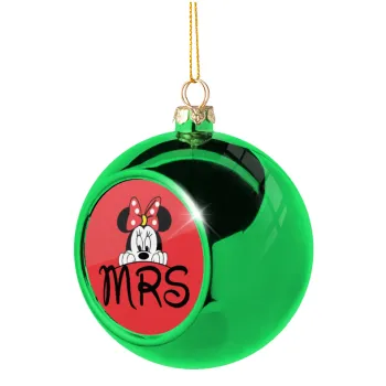 Minnie Mrs, Green Christmas tree ornament ball 8cm