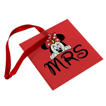 Minnie Mrs, Στολίδι Χριστουγεννιάτικο στολίδι γυάλινο τετράγωνο 9x9cm