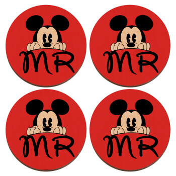 Mikey Mr, ΣΕΤ x4 Σουβέρ ξύλινα στρογγυλά plywood (9cm)