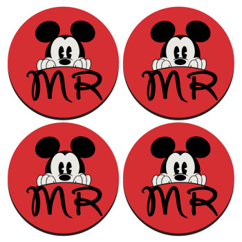 Mikey Mr, ΣΕΤ 4 Σουβέρ ξύλινα στρογγυλά (9cm)