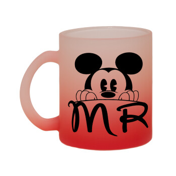 Mikey Mr, Κούπα γυάλινη δίχρωμη με βάση το κόκκινο ματ, 330ml