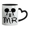 Mug heart black handle, ceramic, 330ml