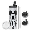 Travel Tumbler 2 Lids, with metal straw & cleaning brush (Stainless steel 304 Food grade, BPA free, 600ml)