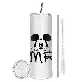 Mikey Mr, Eco friendly stainless steel tumbler 600ml, with metal straw & cleaning brush