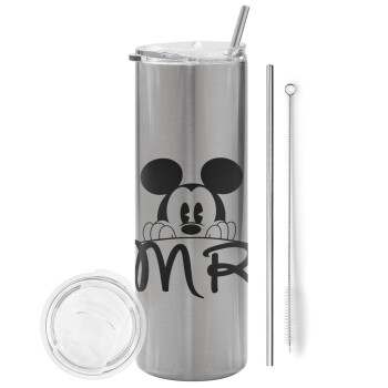 Mikey Mr, Tumbler stainless steel Silver 600ml, with metal straw & cleaning brush