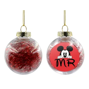 Mikey Mr, Transparent Christmas tree ball ornament with red filling 8cm