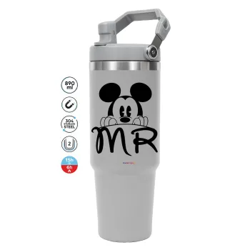 Mikey Mr, GREY color, 890ml (30oz) stainless Steel Tumbler with Handle